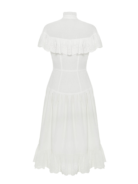 Белое хлопковое платье-миди, 4