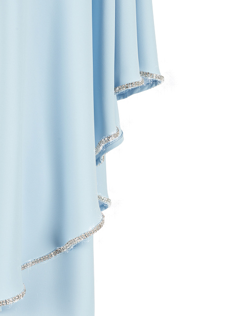 Голубое асимметричное платье-мини со стразами, 3