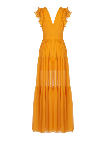 Оранжевое платье-миди из шифона, 2