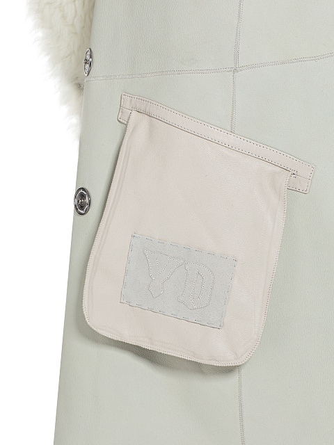 Белая двусторонняя шуба из овчины, 7