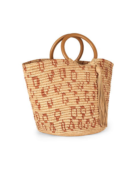 Бежевая плетеная сумка с узором, 2 Бежевая плетеная сумка с узором, 2