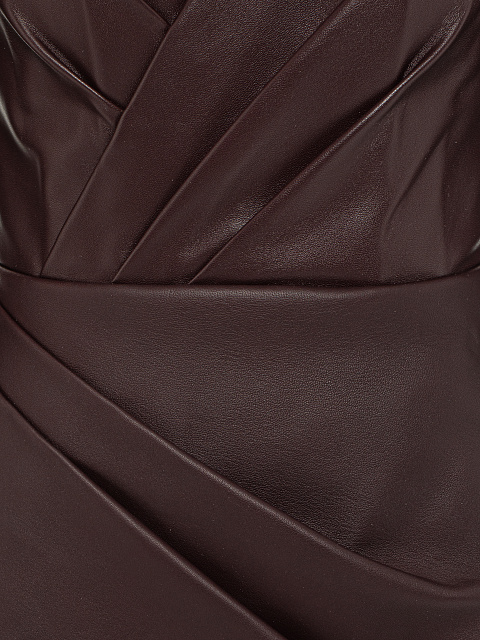 Коричневое платье-мини из кожи, 3