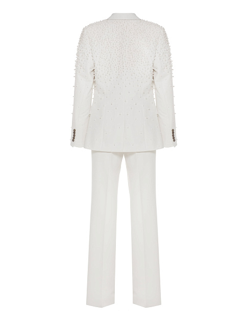 Белый костюм-тройка с вышивкой жемчугом, 3