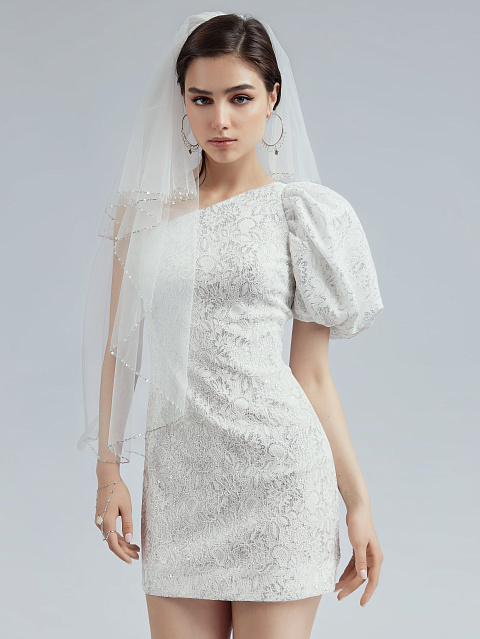 Белое платье-мини из кружева, 5