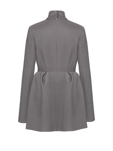 Серое платье-мини с узором пье-де-пуль и драпировкой, 2 Серое платье-мини с узором пье-де-пуль и драпировкой, 2