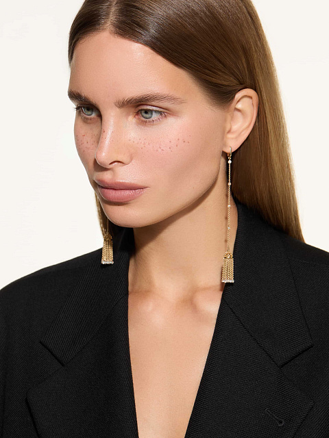 Серьги-кисти из желтого золота с желтыми бриллиантами, 2 Серьги-кисти из желтого золота с желтыми бриллиантами, 2