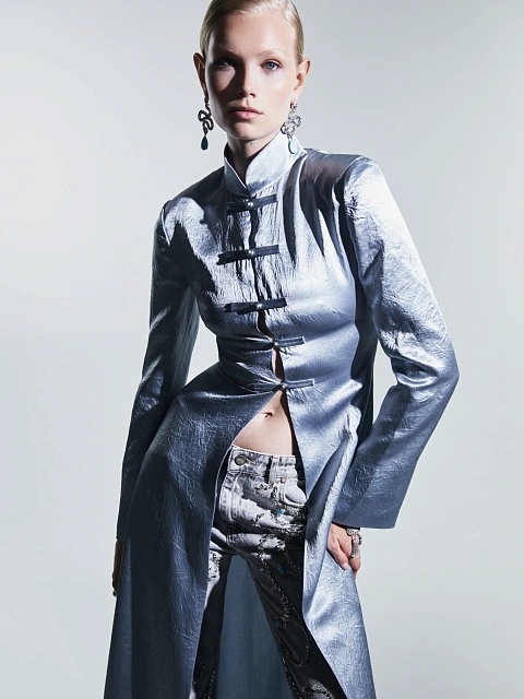 Серо-голубое платье-кимоно из шелка, 6 Серо-голубое платье-кимоно из шелка, 6