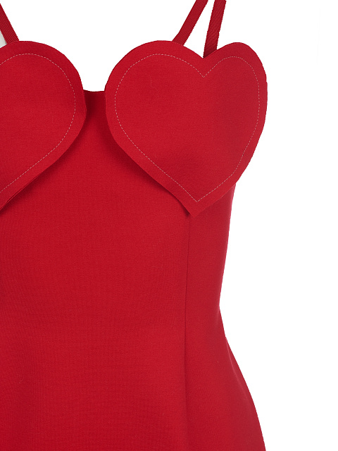 Красное платье-мини с сердцами на лифе, 3