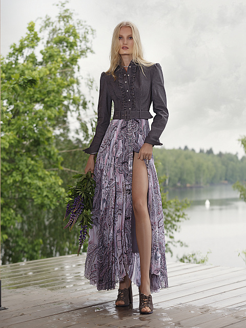 Серое платье-миди с плиссированной юбкой, 4 Серое платье-миди с плиссированной юбкой, 4