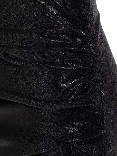 Черная мини-юбка из эко-кожи с драпировкой, 4 Черная мини-юбка из эко-кожи с драпировкой, 4