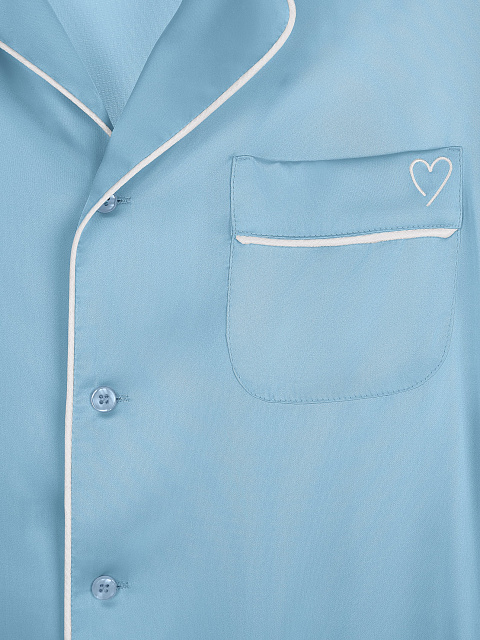 Голубая шелковая пижама с белым кантом, 4 Голубая шелковая пижама с белым кантом, 4