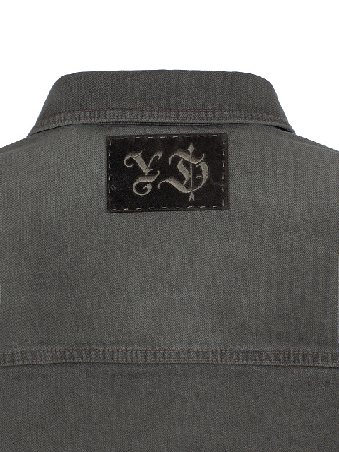 Серая джинсовая куртка с вышивкой, 5