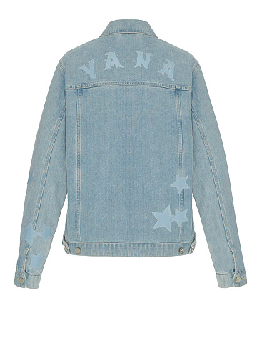 Куртка из голубого денима с отделкой из кожи в тон, 2