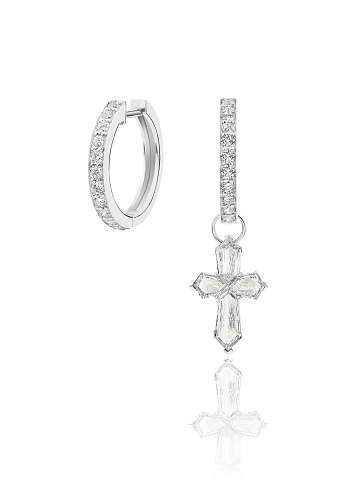 Хупсы из белого золота с бриллиантами круглой и «фантазийной» огранки, 1