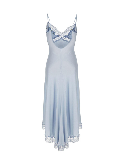 Голубое платье-комбинация с кружевом и кристаллами, 2