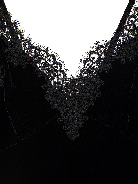 Черный топ из бархата с кружевом, 3