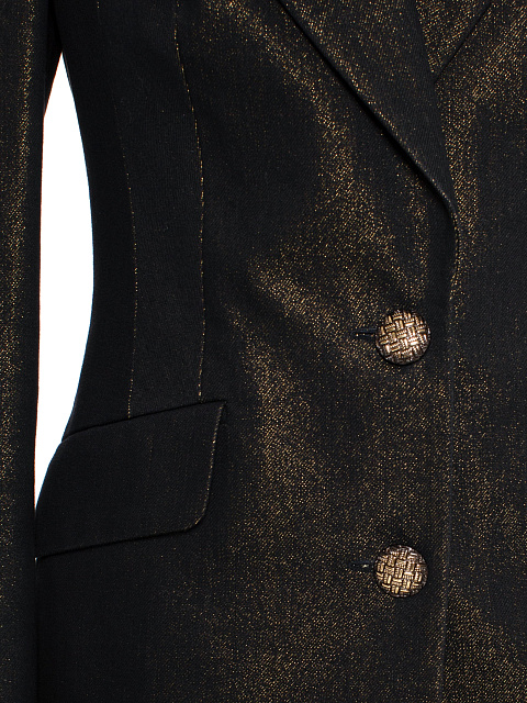 Черный костюм-двойка из джинсовой ткани с золотым напылением, 5