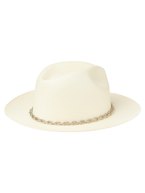 Соломенная шляпа с декором из серебряной цепи, 2 Соломенная шляпа с декором из серебряной цепи, 2