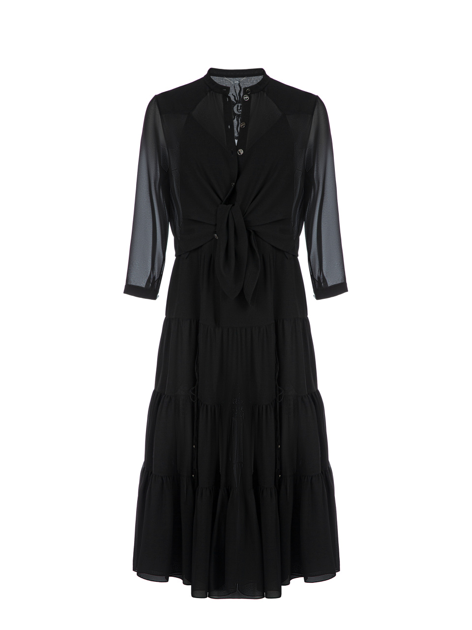 Черный комплект из платья-миди и блузки, 1
