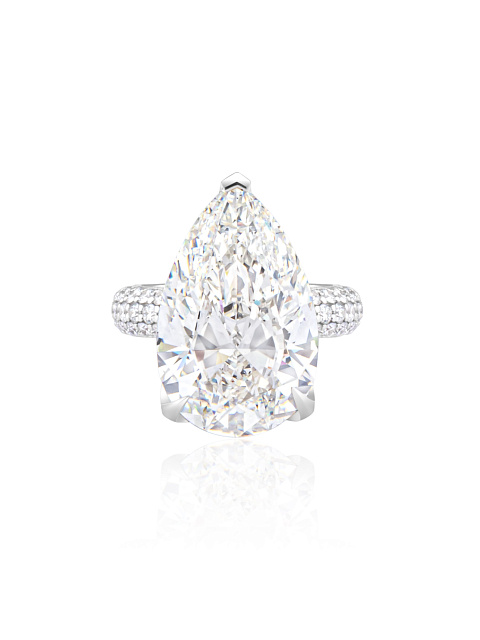 Кольцо из белого золота с бриллиантом в огранке «груша», 4 Кольцо из белого золота с бриллиантом в огранке «груша», 4