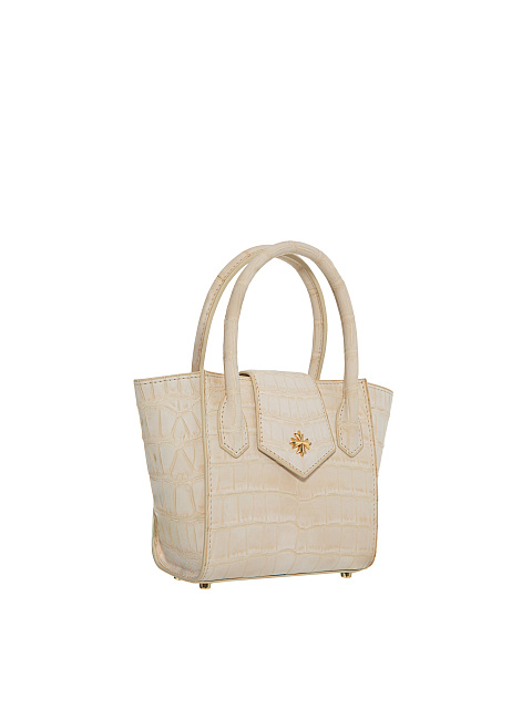 Бежевая сумка из крокодиловой кожи с позолоченным серебром, 2