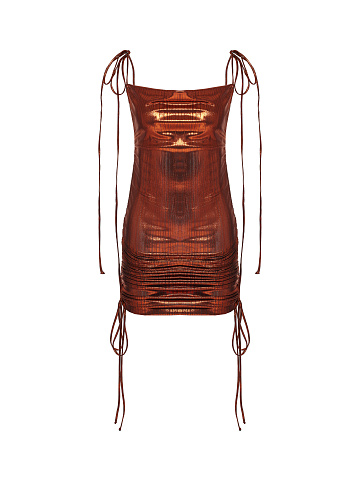 Красное платье-трансформер из трикотажа с металлическим блеском, 1