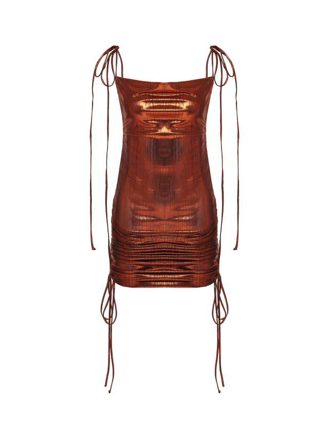 Красное платье-трансформер из трикотажа с металлическим блеском, 1