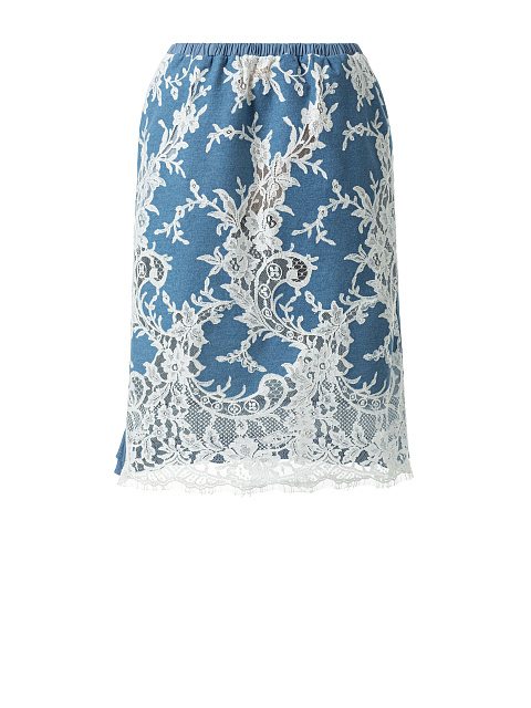 Юбка-миди из денима с кружевом, 1