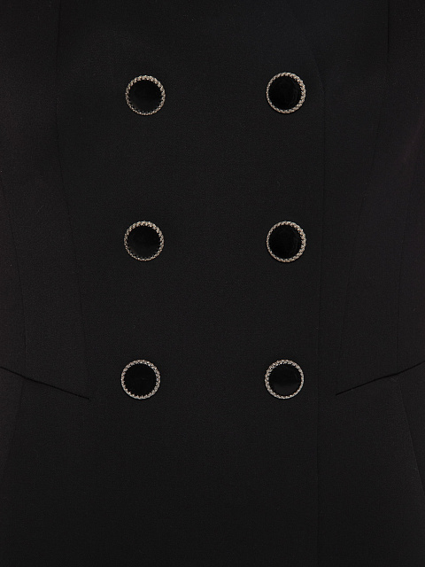 Черное платье-мини с объемными рукавами, 4