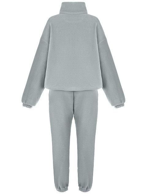 Светло-серый мужской флисовый спортивный костюм с вышивкой, 2