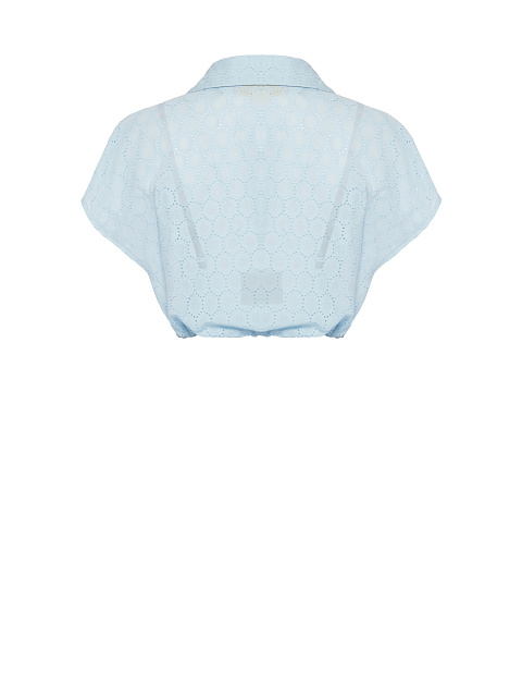 Голубой хлопковый сет из рубашки с коротким рукавом и бра, 4