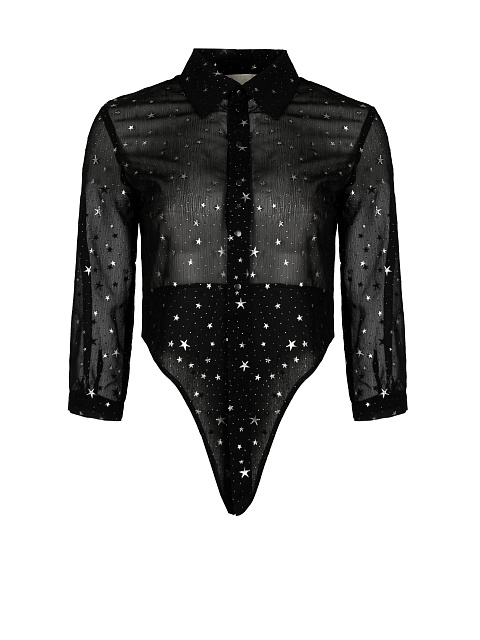 Черный комплект из шифона с серебряными звездами, 4