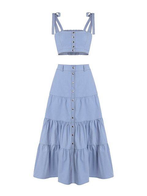 Голубой костюм из джинсовой ткани, 1