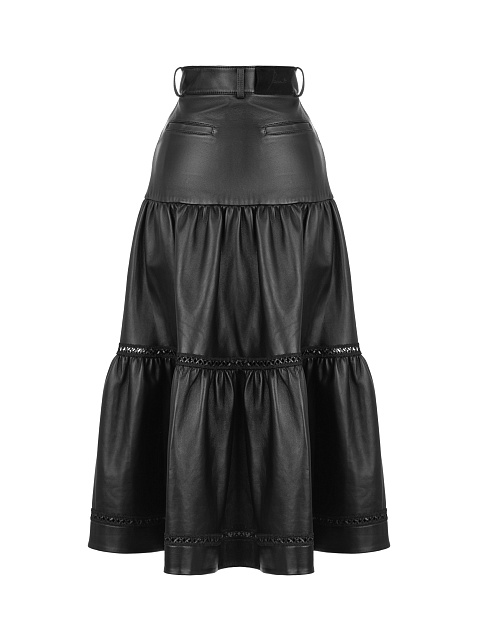 Черная кожаная юбка с кружевом, 2