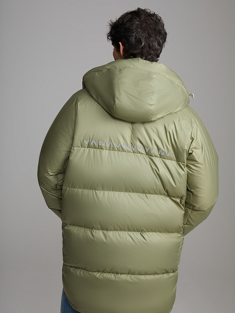 Зеленый унисекс пуховик с капюшоном, 9