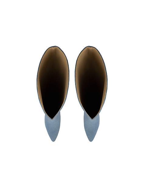 Голубые сапоги на высоком каблуке из джинсовой ткани, 4