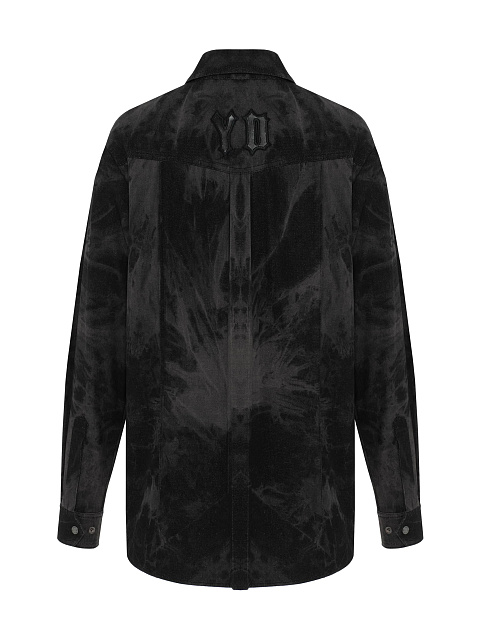 Черная рубашка из вареного денима с вышивкой, 2