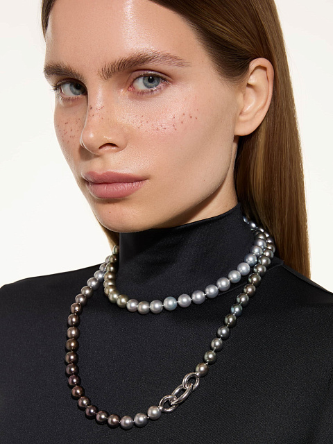 Колье из белого золота с жемчугом Таити Multicolor, 2