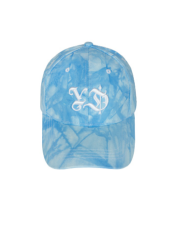Голубая tie-dye кепка с белой вышивкой, 2