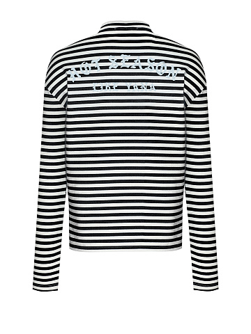 Черно-белая хлопковая тельняшка с голубым принтом, 2