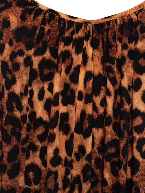 Коричневое платье-макси с леопардовым принтом и открытой спиной, 4