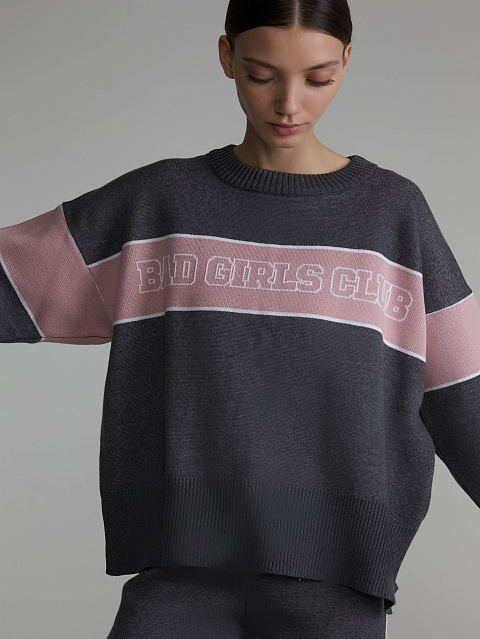 Серо-розовый свитер Bad Girls Club, 4