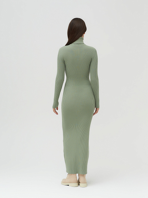 Зеленое трикотажное платье-макси, 6