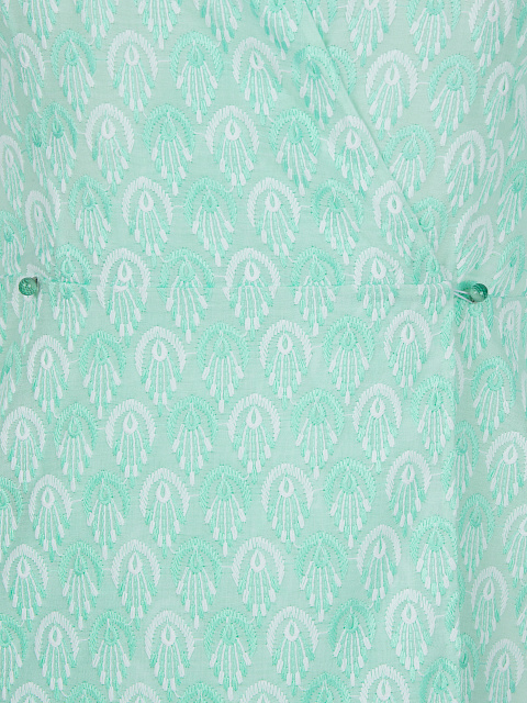 Зеленое кружевное платье-мини на запах, 3