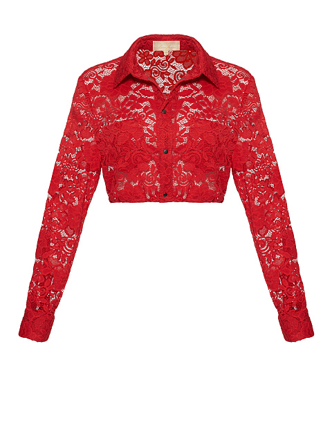 Красная укороченная блузка из кружева, 1