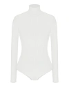 Боди с длинным рукавом белого цвета, с горлом, утепленное