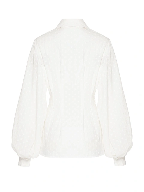Белая блузка с фактурным узором из хлопка, 2