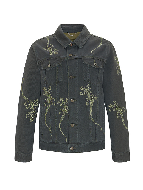 Джинсовая куртка с вышивкой в виде ящериц, 1 Джинсовая куртка с вышивкой в виде ящериц, 1