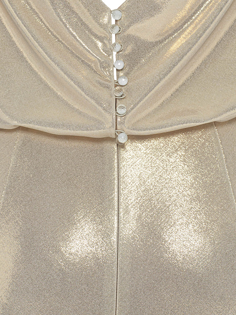 Золотое платье-макси с драпировкой и кристаллами, 8