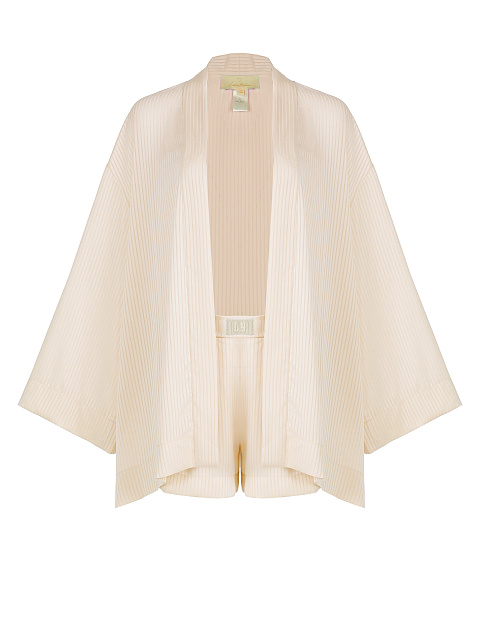 Бежевый шифоновый комплект из накидки и шорт, 1 Бежевый шифоновый комплект из накидки и шорт, 1